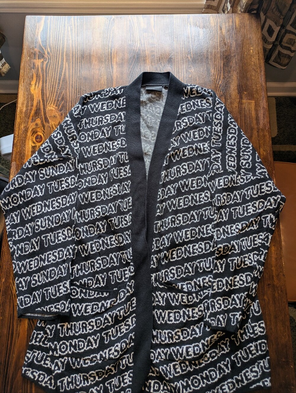 Lazy Oaf Black And White Days Of The Week Cardigan Size Medium